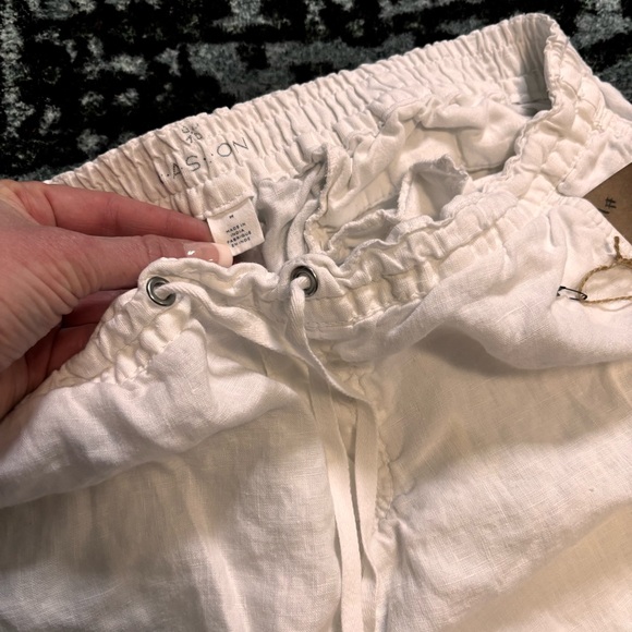 White Spring Drawstring Pants Medium - Picture 2 of 4